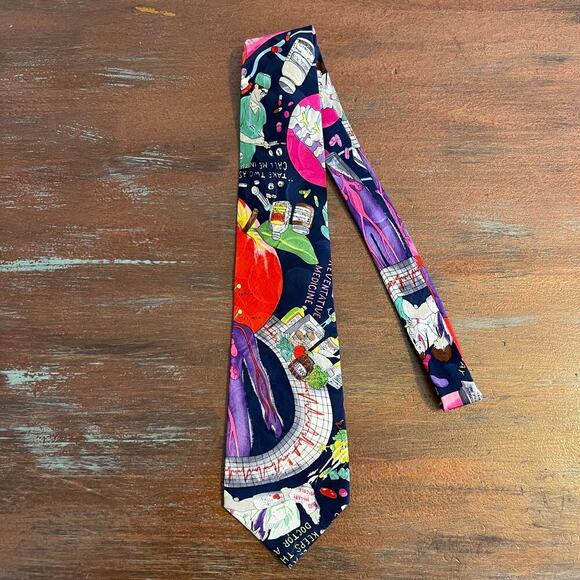 Nicole Miller Y2K Doctor Medical Silk Tie - Picture 1 of 6